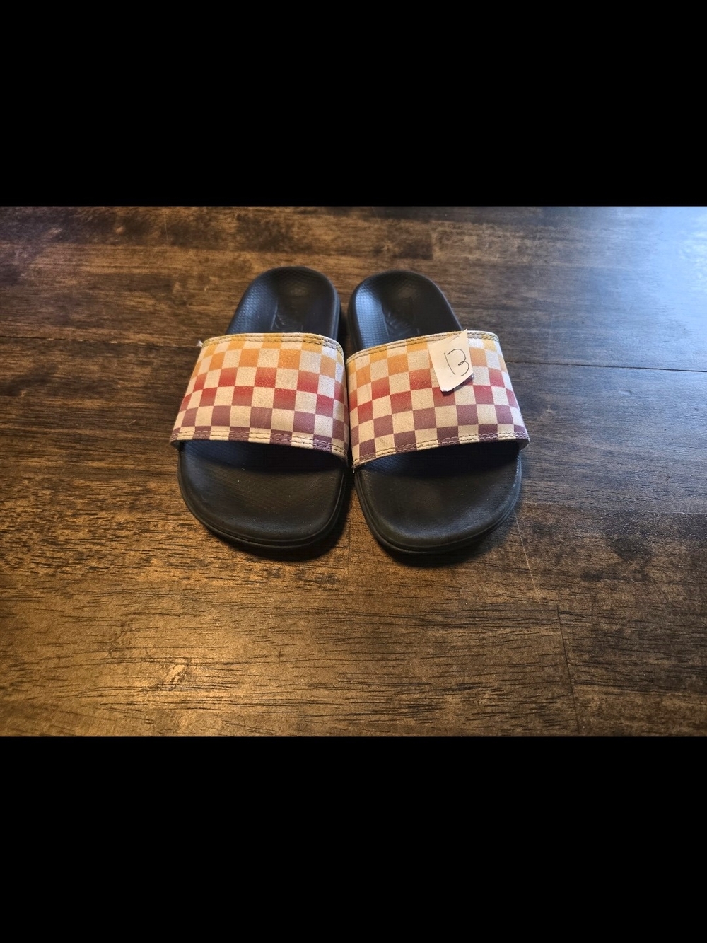 Kids Checkerboard Vans Slide Sandals